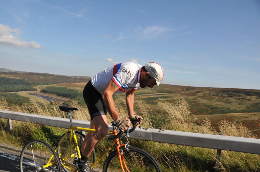 Image of Gary Wright on three wheels