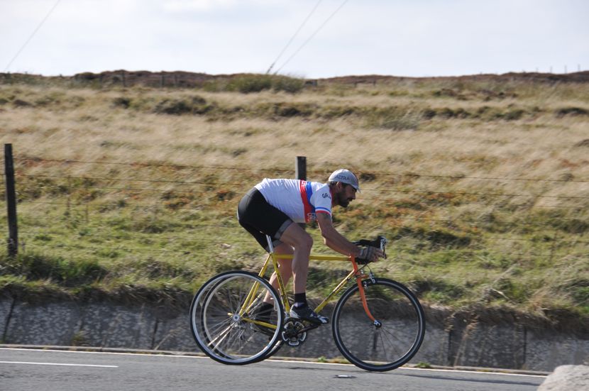 Image of Gary Wright on three wheels